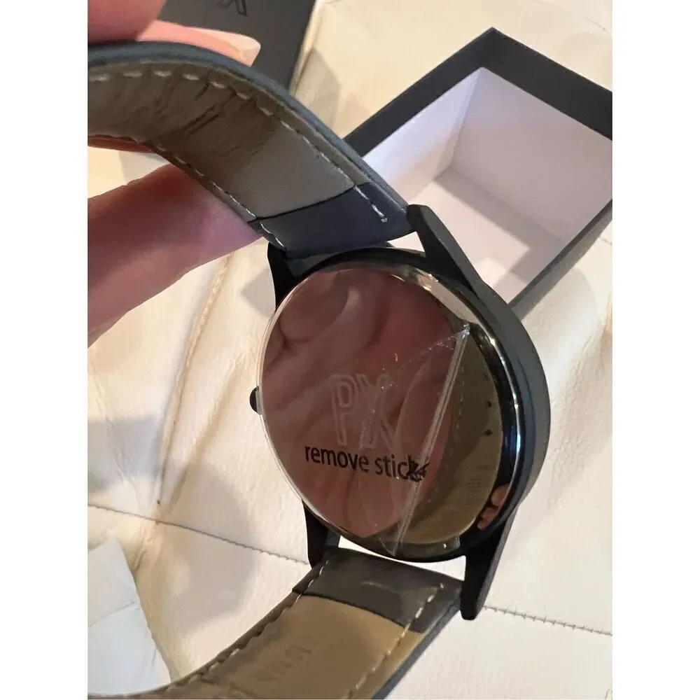 Px Henry Leather Strap Watch dark grey
